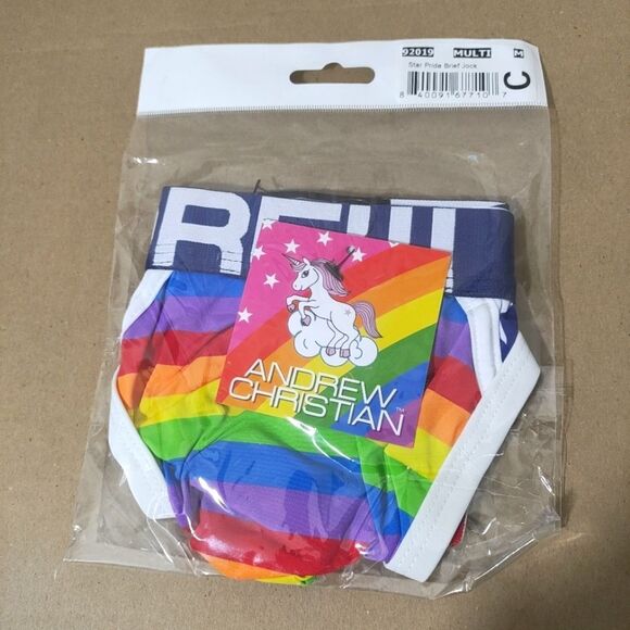 Andrew Christian Men's Star Pride Jock Brief Medium #J - Picture 3 of 4
